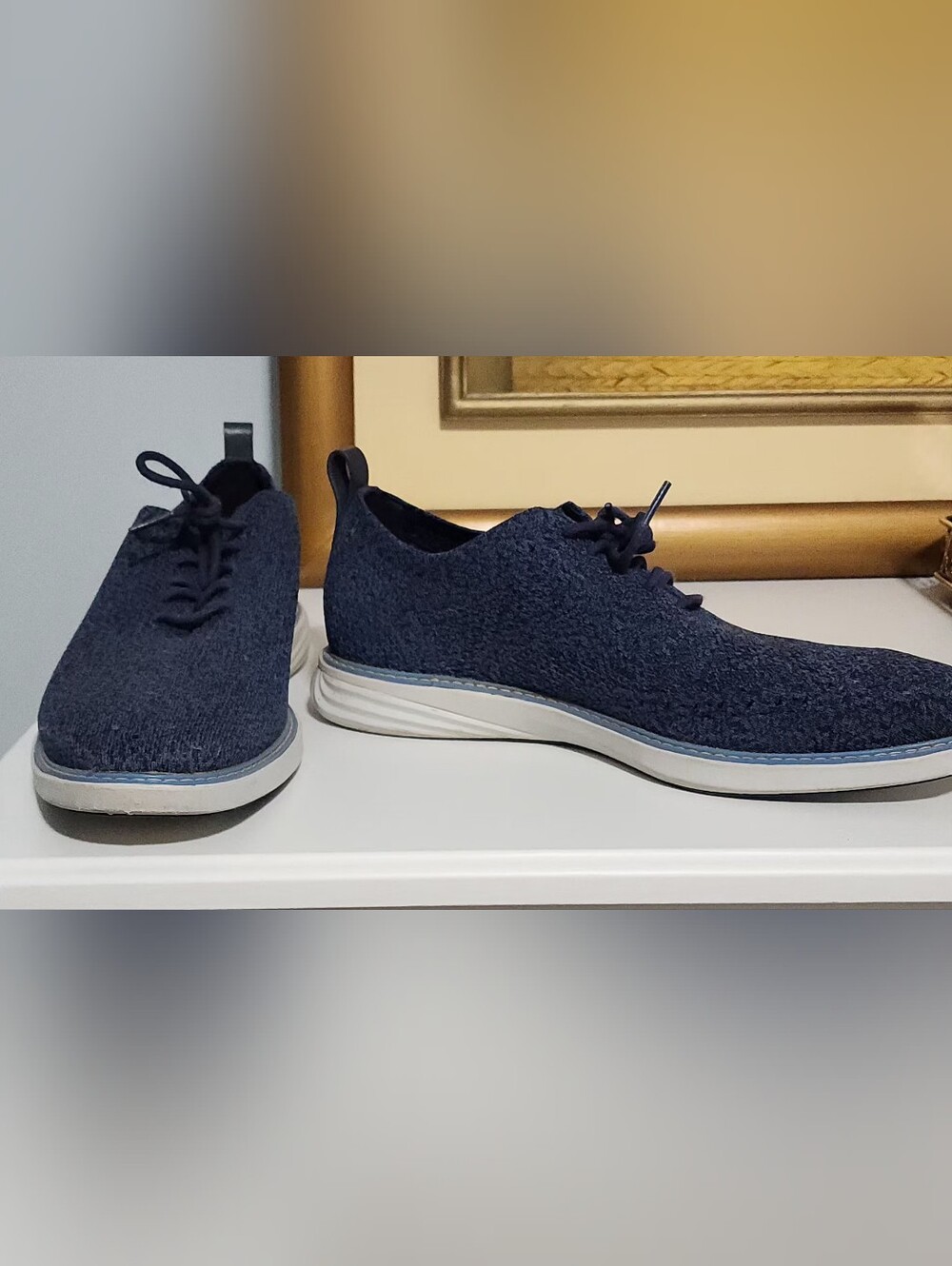 Cole Haan Navy Knit Lace-Up Sneakers